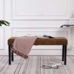 vidaXL Lavička 106 cm hnedá umelá semišová koža