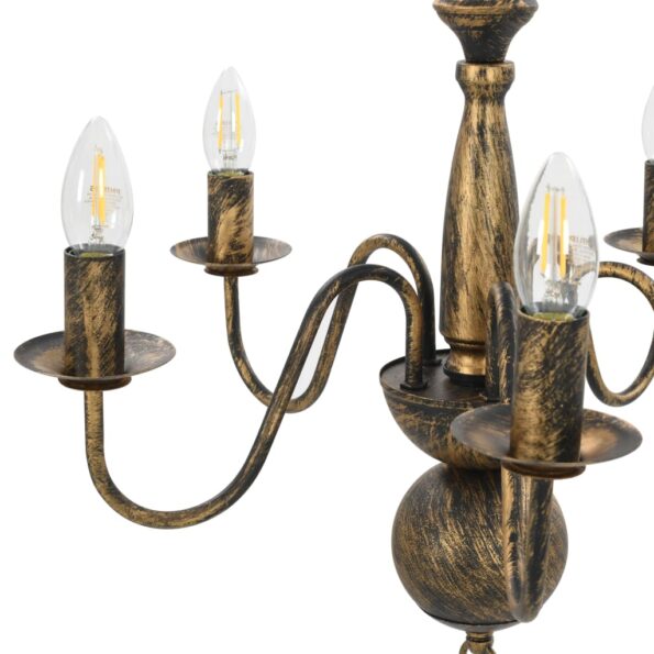 vidaXL Luster čierny antický 5 x E14 žiarovky – Obrázok 5