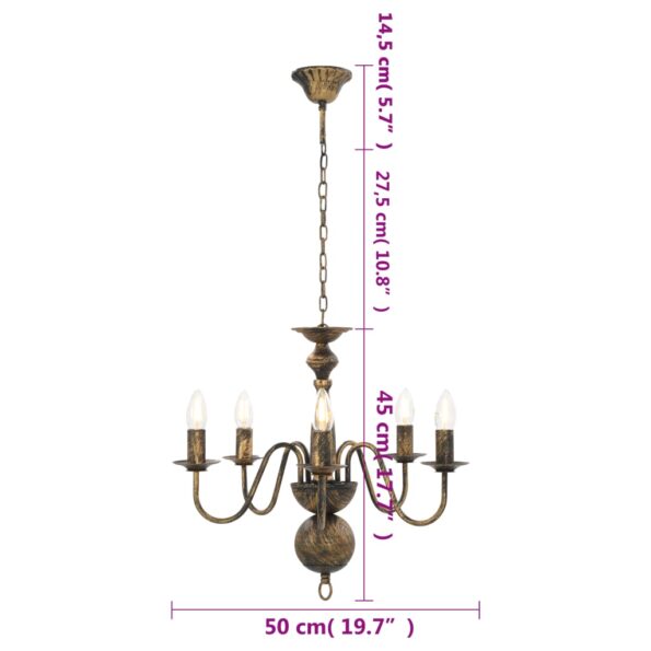 vidaXL Luster čierny antický 5 x E14 žiarovky – Obrázok 6