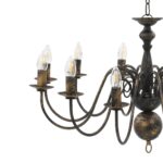 vidaXL Luster, čierny, starožitný 12 x žiarovky E14 – Obrázok 7