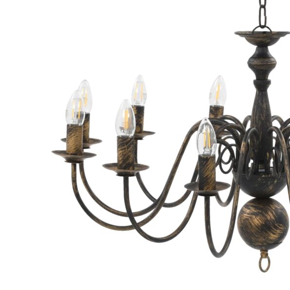 vidaXL Luster, čierny, starožitný 12 x žiarovky E14 – Obrázok 7