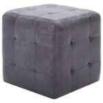 vidaXL Nočné stolíky 2 ks sivé 30x30x30 cm umelá semišová koža – Obrázok 2