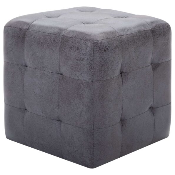 vidaXL Nočné stolíky 2 ks sivé 30x30x30 cm umelá semišová koža – Obrázok 2