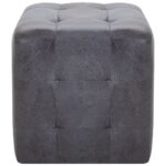 vidaXL Nočné stolíky 2 ks sivé 30x30x30 cm umelá semišová koža – Obrázok 3
