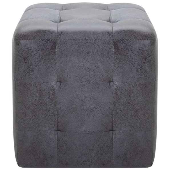 vidaXL Nočné stolíky 2 ks sivé 30x30x30 cm umelá semišová koža – Obrázok 3