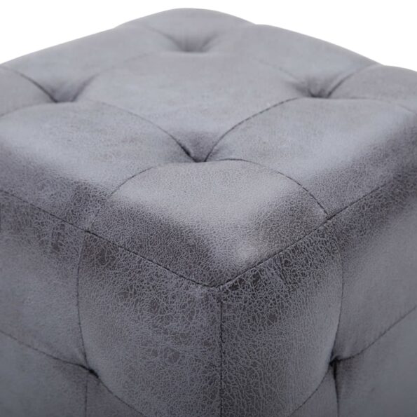 vidaXL Nočné stolíky 2 ks sivé 30x30x30 cm umelá semišová koža – Obrázok 4