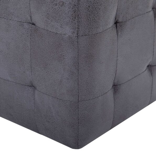 vidaXL Nočné stolíky 2 ks sivé 30x30x30 cm umelá semišová koža – Obrázok 5
