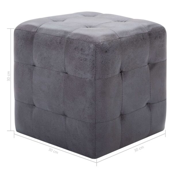 vidaXL Nočné stolíky 2 ks sivé 30x30x30 cm umelá semišová koža – Obrázok 6