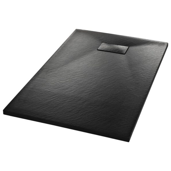 vidaXL Sprchová vanička, SMC, čierna 100x80 cm – Obrázok 2