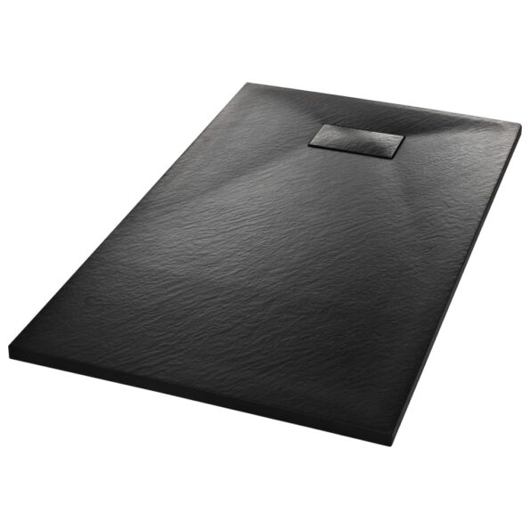 vidaXL Sprchová vanička, SMC, čierna 120x70 cm – Obrázok 2