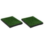 vidaXL Toalety pre psy 2 ks s nádobou a umelou trávou zelené 63x50x7cm – Obrázok 2