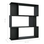vidaXL Knižnica/deliaca stena, čierna 80x24x96 cm, kompozitné drevo – Obrázok 8