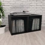 vidaXL Úložný box na vinyly, čierny 71x34x36 cm, kompozitné drevo