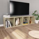 vidaXL Knižnica/TV skrinka, dub sonoma 36x30x143 cm, kompozitné drevo – Obrázok 4