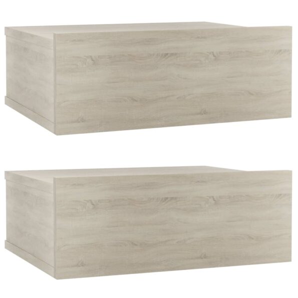 vidaXL Nástenné nočné stolíky 2ks, sonoma 40x30x15cm, kompozitné drevo – Obrázok 2