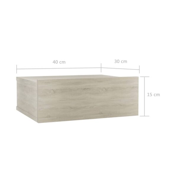 vidaXL Nástenné nočné stolíky 2ks, sonoma 40x30x15cm, kompozitné drevo – Obrázok 7