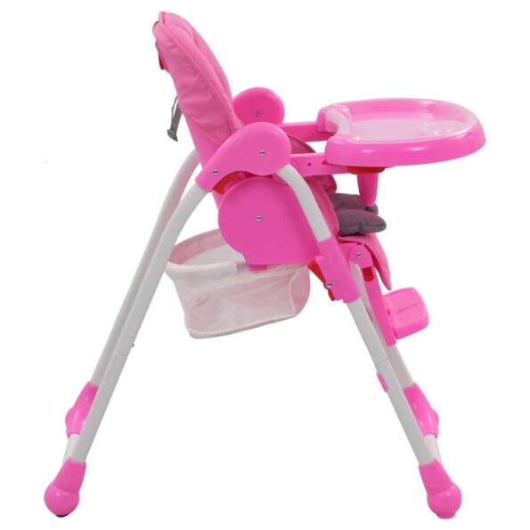 vidaXL Vysoká detská jedálenská stolička ružová a šedá – Obrázok 6