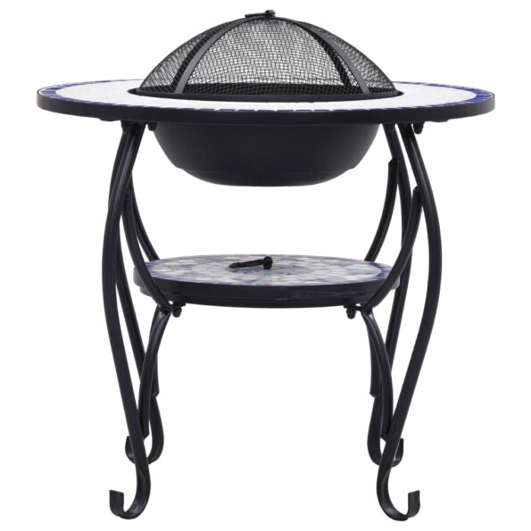 vidaXL Mozaikové ohnisko so stolom, modro biele 68 cm, keramika – Obrázok 5