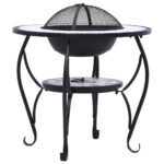 vidaXL Mozaikové ohnisko so stolom, modro biele 68 cm, keramika – Obrázok 6