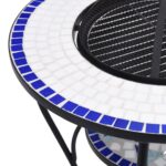 vidaXL Mozaikové ohnisko so stolom, modro biele 68 cm, keramika – Obrázok 7