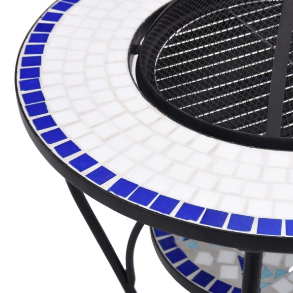 vidaXL Mozaikové ohnisko so stolom, modro biele 68 cm, keramika – Obrázok 7