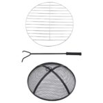 vidaXL Mozaikové ohnisko so stolom, modro biele 68 cm, keramika – Obrázok 9