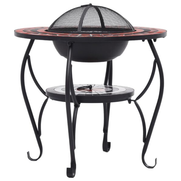 vidaXL Mozaikové ohnisko so stolom, tehlovo biele 68 cm, keramika – Obrázok 5