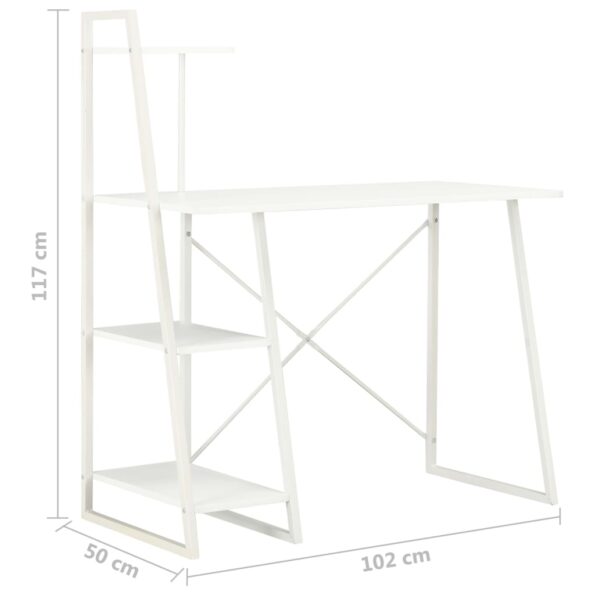 vidaXL Písací stôl s policami, biely 102x50x117 cm – Obrázok 7