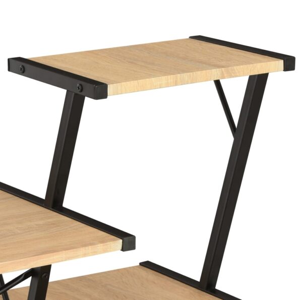 vidaXL Stôl s poličkami, čierna a dubová farba 116x50x93 cm – Obrázok 5