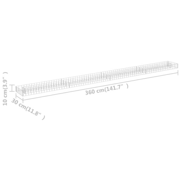 vidaXL Gabiónový vyvýšený záhon pozinkovaná oceľ 360x30x10 cm – Obrázok 7