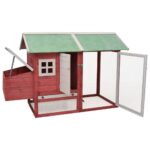 vidaXL Kurín, červený 170x81x110 cm, borovicový a jedľový masív – Obrázok 3