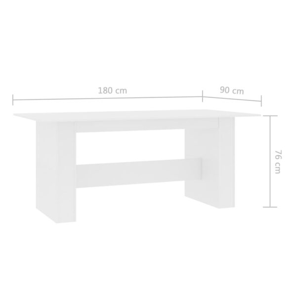 vidaXL Jedálenský stôl, biely 180x90x76 cm, kompozitné drevo – Obrázok 7