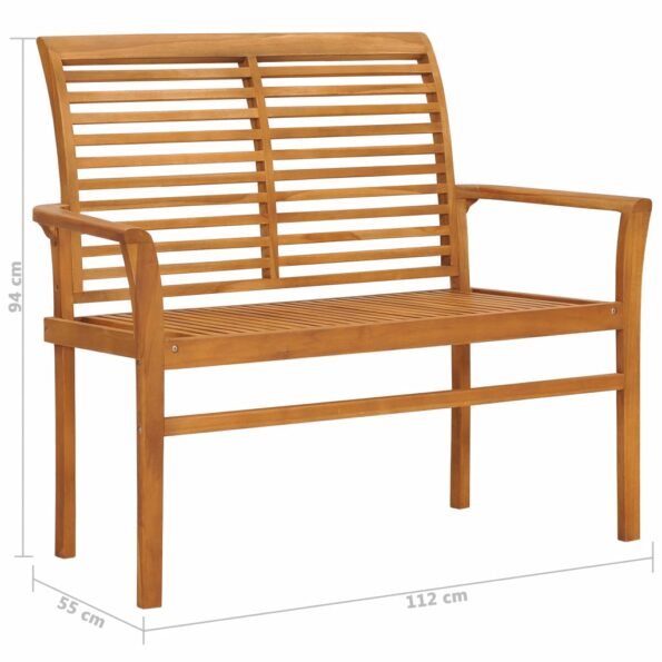vidaXL Záhradná lavička 112 cm, tíkový masív – Obrázok 6