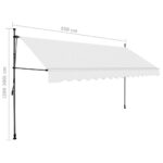 vidaXL Ručne zaťahovacia markíza s LED 350 cm, krémová – Obrázok 8
