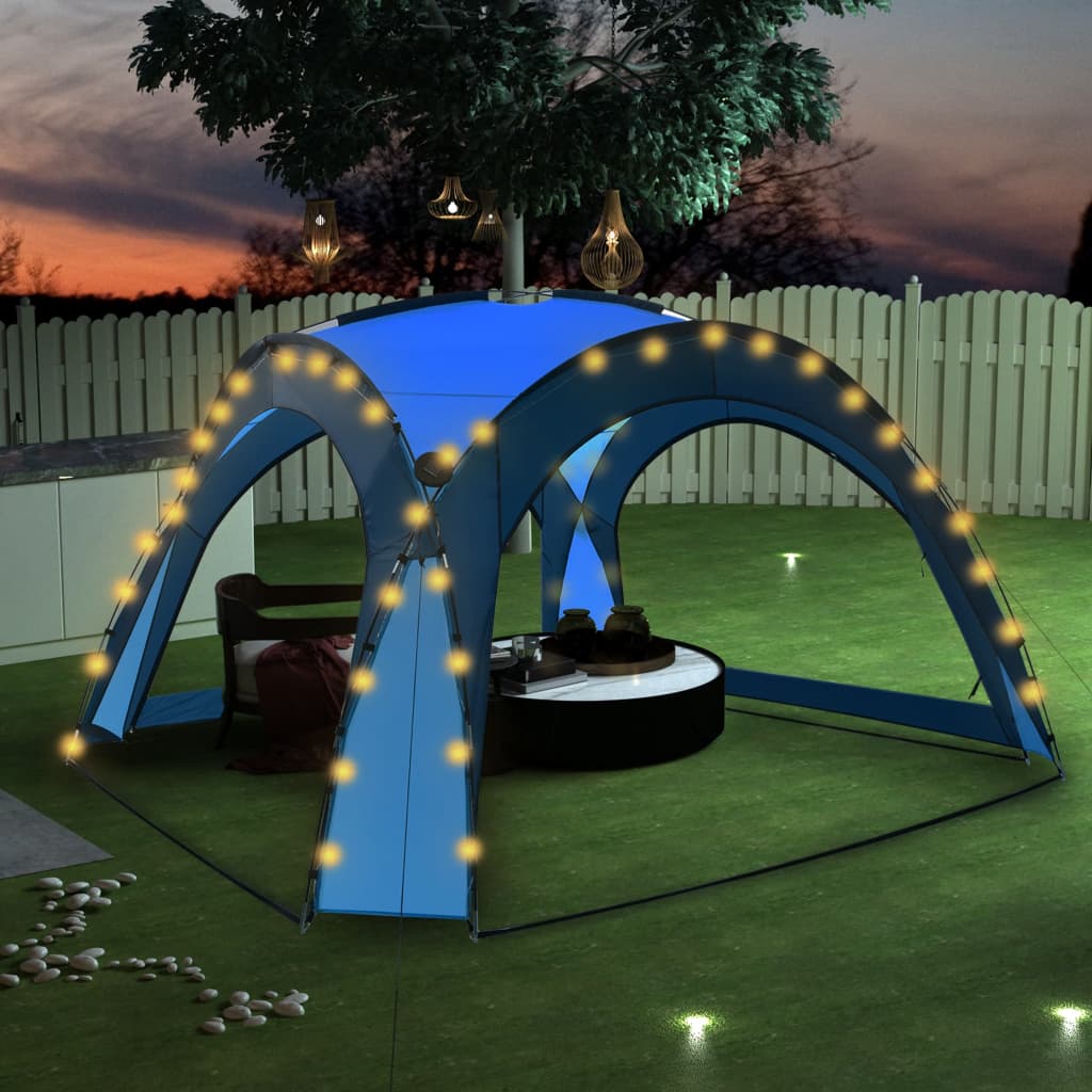 VXL8719883783901_m_en_hd_1.jpg vidaXL Párty stan s LED a 4 bočnými stenami 3,6x3,6x2,3 m, modrý – Obrázok 1