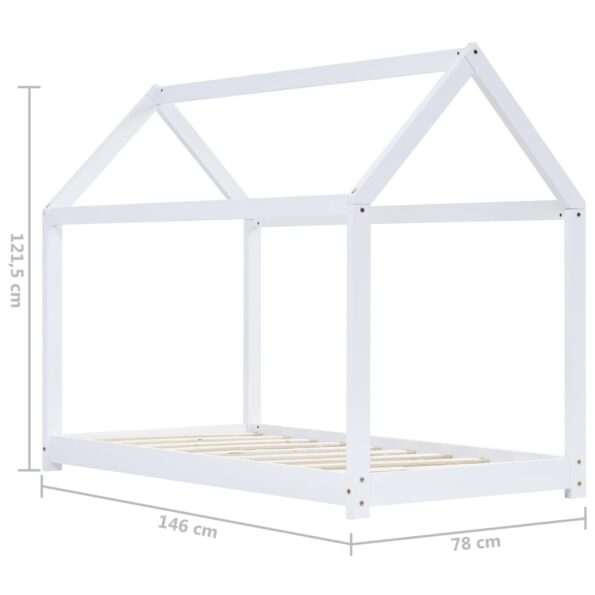 vidaXL Detský posteľný rám biely 70x140 cm borovicový masív – Obrázok 8