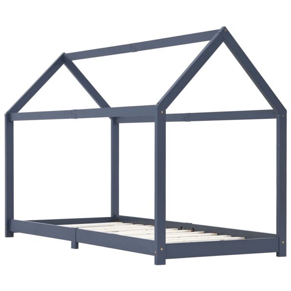 vidaXL Detský posteľný rám sivý  borovicový masív 90x200 cm – Obrázok 2