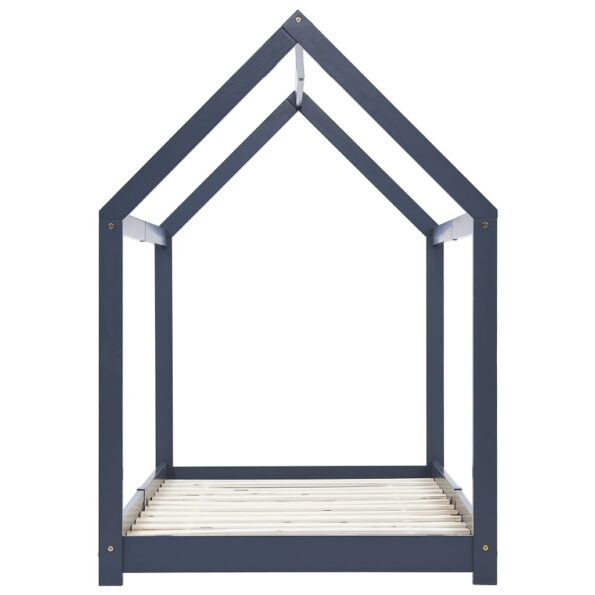 vidaXL Detský posteľný rám sivý  borovicový masív 90x200 cm – Obrázok 4