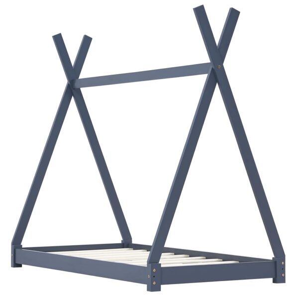 vidaXL Detský posteľný rám sivý 70x140 cm borovicový masív – Obrázok 2