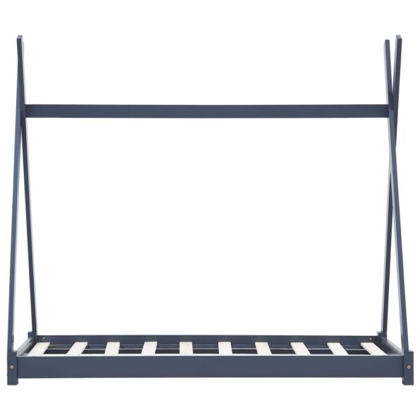 vidaXL Detský posteľný rám sivý 70x140 cm borovicový masív – Obrázok 3