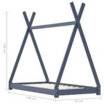 vidaXL Detský posteľný rám sivý 70x140 cm borovicový masív – Obrázok 7