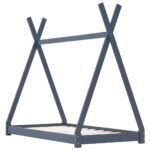 vidaXL Detský posteľný rám sivý borovicový masív 90x200 cm – Obrázok 2