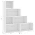 vidaXL Knižnica/deliaca stena, biela 155x24x160 cm, kompozitné drevo – Obrázok 6