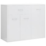 vidaXL Komoda, lesklá biela 88x30x70 cm, kompozitné drevo – Obrázok 2