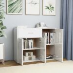 vidaXL Komoda, lesklá biela 88x30x70 cm, kompozitné drevo – Obrázok 3
