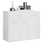 vidaXL Komoda, lesklá biela 88x30x70 cm, kompozitné drevo – Obrázok 4