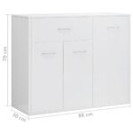 vidaXL Komoda, lesklá biela 88x30x70 cm, kompozitné drevo – Obrázok 7