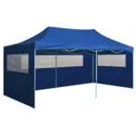 vidaXL Profesionálny skladací párty stan+4 steny 3x6 m, oceľ, modrý