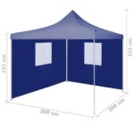 vidaXL Profesionálny skladací párty stan+2 steny 2x2 m, oceľ, modrý – Obrázok 9