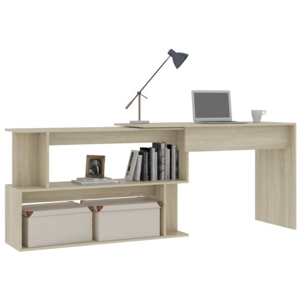 vidaXL Rohový stôl, dub sonoma200x50x76 cm, kompozitné drevo – Obrázok 3